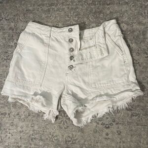 We The Free White High-Rise Button-Fly Denim Shorts